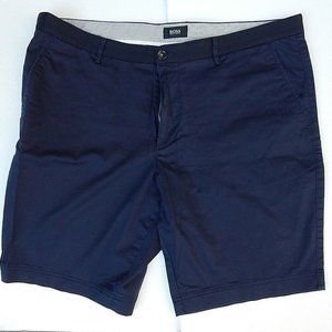 Mens Hugo Boss Black Label Navy Blue Chino Shorts Casual Crigan Waist Size 36